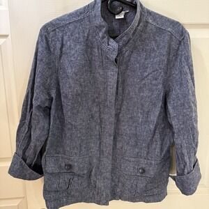 Liz  Claiborne Linen Blend Blazer Jacket Womens XL 3/4 Sleeve Career Church